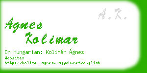 agnes kolimar business card